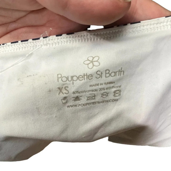 Poupette St. Barth Lucy Pom Trim Dotted Bikini‎ Bottom Navy Blue Size XS - Picture 10 of 11